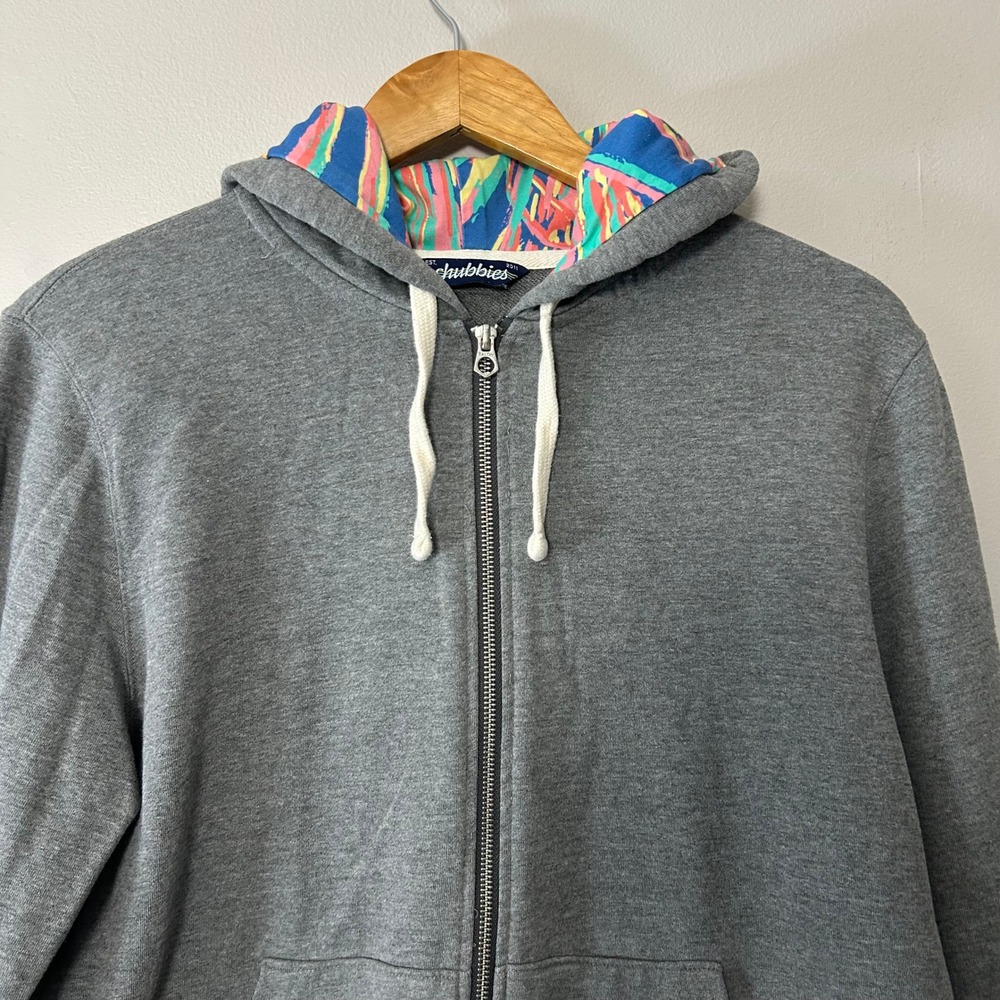 Chubbies Hoodie Sweatshirt Mens Medium Gray Schwoodie Terry Long Sleeve Full Zip